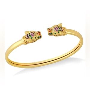 Leopard Adjustable 18K Gold Platinum Plated Cuff Bracelet
